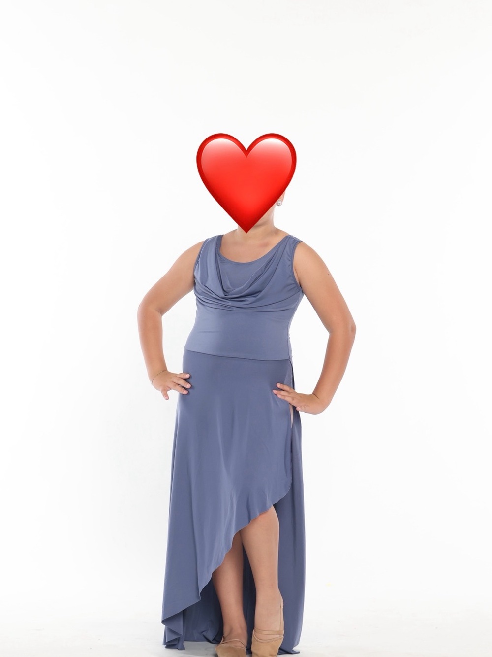 Draped Sleeveless High-Low Maxi Dress in Slate Blue - Recital Wear
